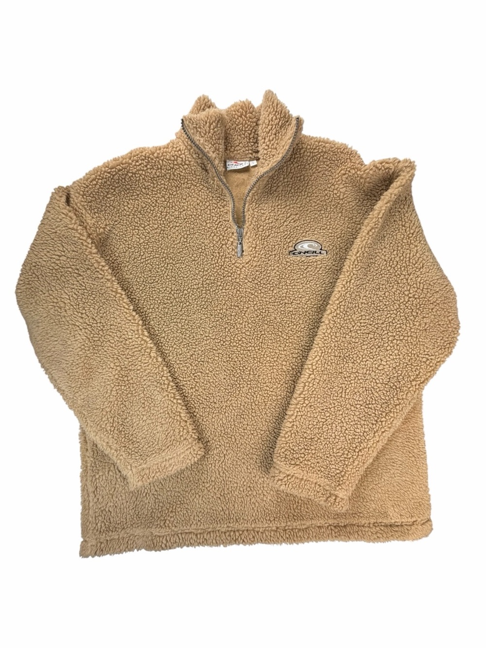 Vintage 90’s O’Neill Tan Sherpa Fleece Quarter Zip Pullover Jacket Sweater Large